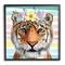 Stupell Industries Jungle Tiger Chic Purple Yellow Floral Crown Stripes Framed Wall Art